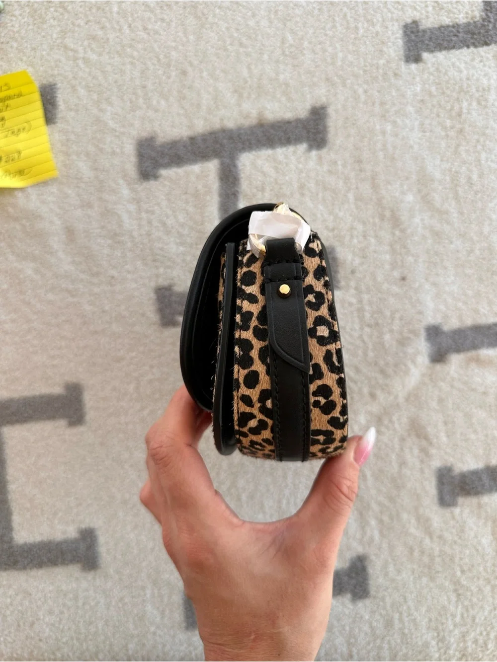 Michael Kors Leopard Print Crossbody in Tan and Black with Gold Lock